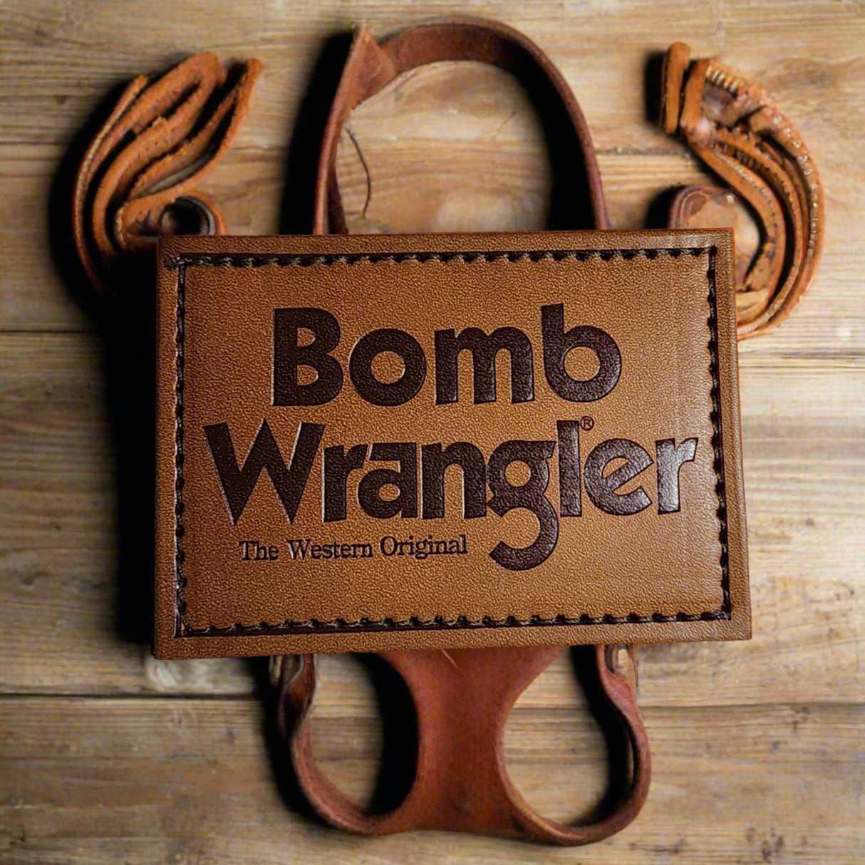 Faux Leather Bomb Wrangler Velcro Patch