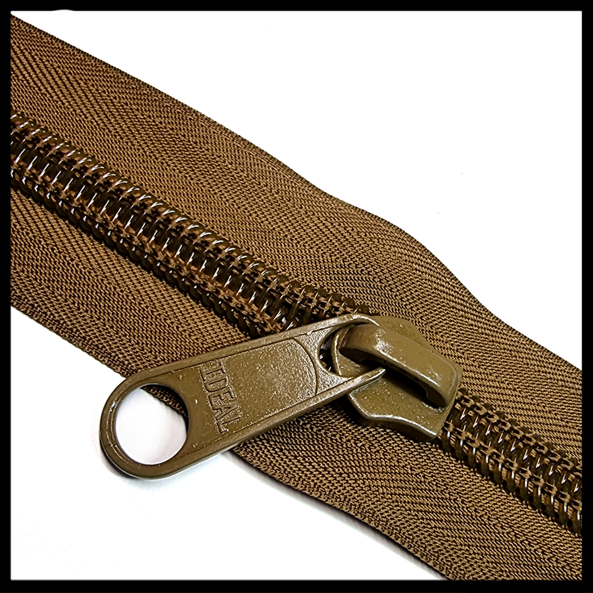 IDEAL #10 3/4" Mil-Spec Continuous Coil Zipper Marpat Coyote Brown per Metre
