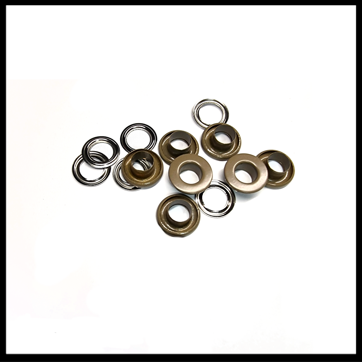 M8Tex 2 Piece Eyelets Tan 499, Olive, Black 6mm and 4mm 20pcs