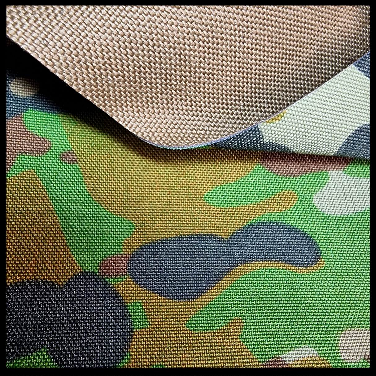 Laminated 500D Australian Multicam Pattern / 1000D Coyote Brown Nylon per Metre